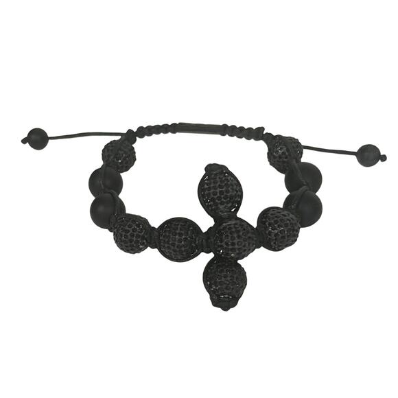 King Ice Los Angeles Bracelet Black Beads Crystal Ball Hematite Shamballa Style - Picture 1 of 6